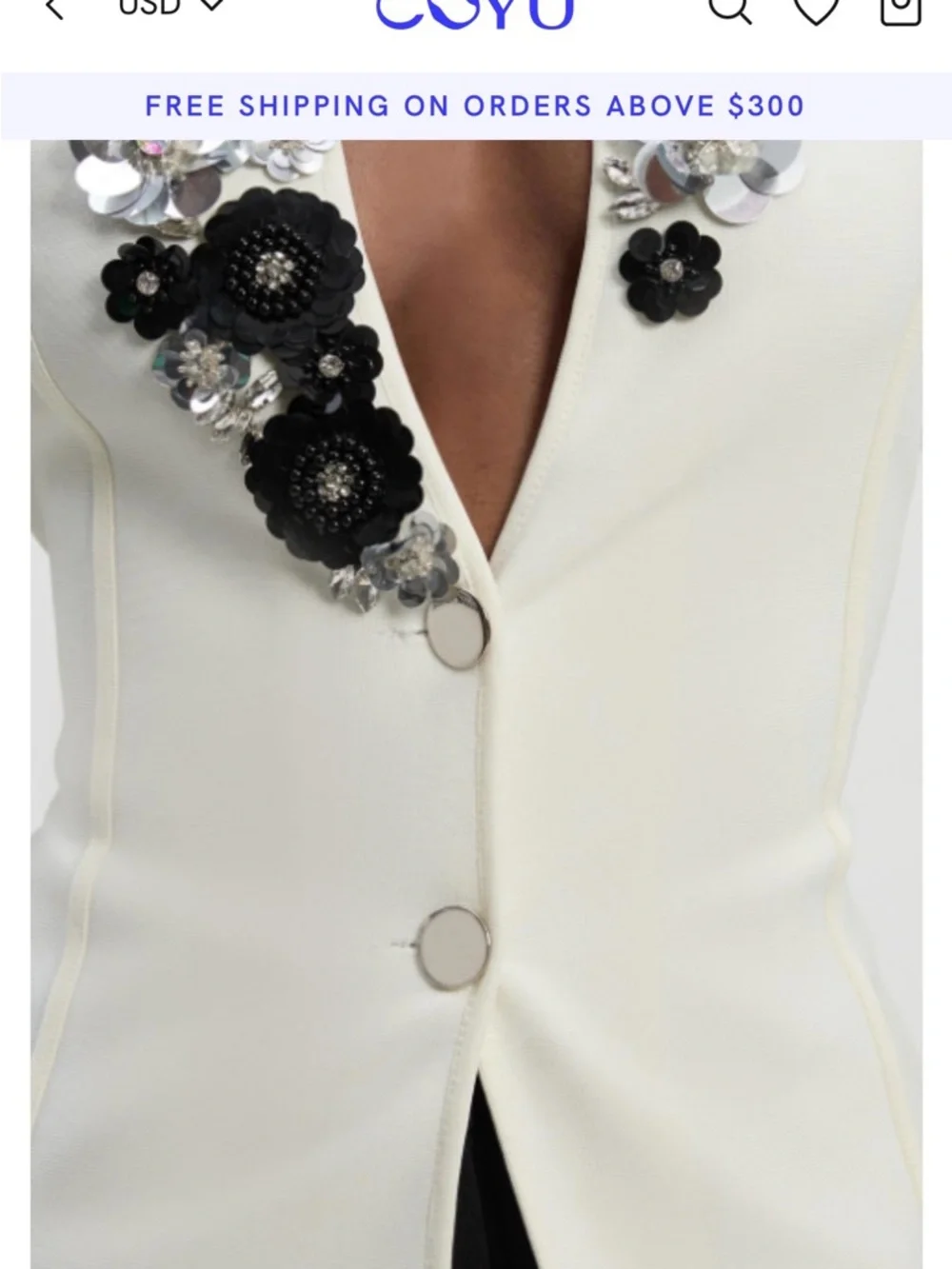 Karen Millen White Embellished Floral Appliqué Jacket - Picture 7 of 16